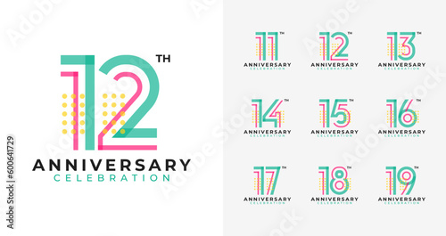 Creative geometric anniversary logo collections. Birthday number for celebration, event, invitation card, or banner elements