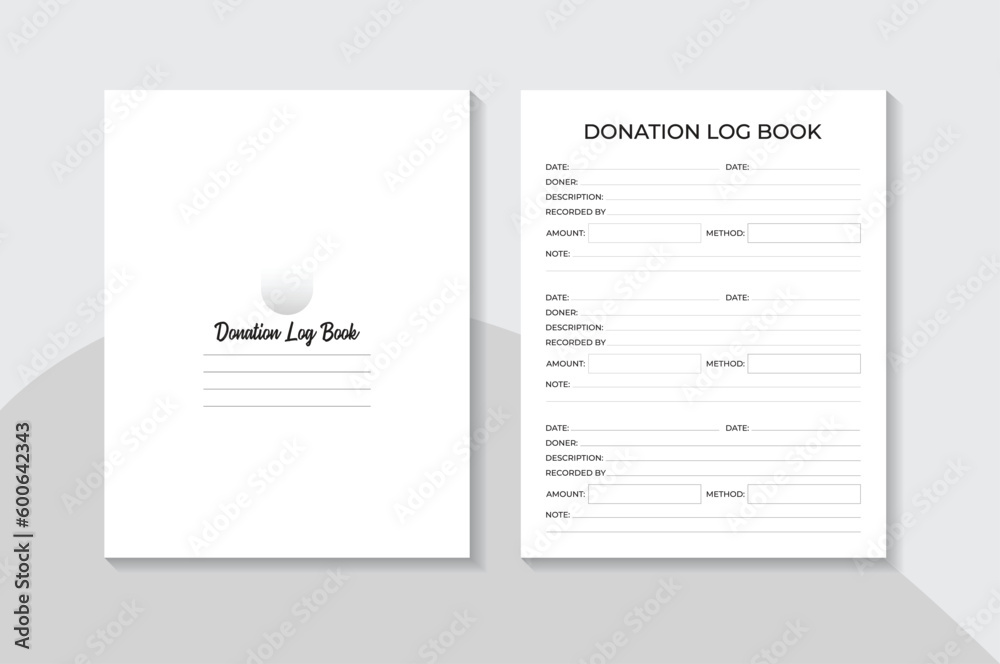 Donation Logbook KDP interior: low content. Charity checker. interior journal for kdp interior.