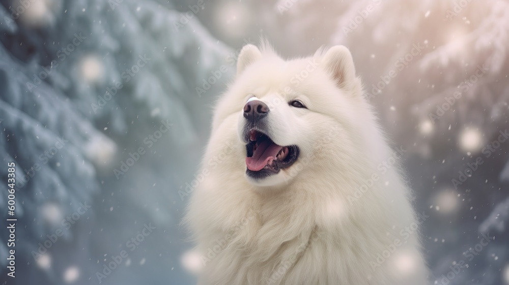 Snowy Bliss: A Samoyed Dog in Winter Wonderland Snowy Bliss: A Samoyed Dog in Winter Wonderland