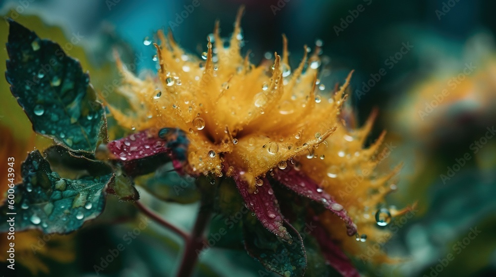 a close up of a yellow flower with drops of water on it. generative ai a close up of a yellow flower with drops of water on it. generative ai