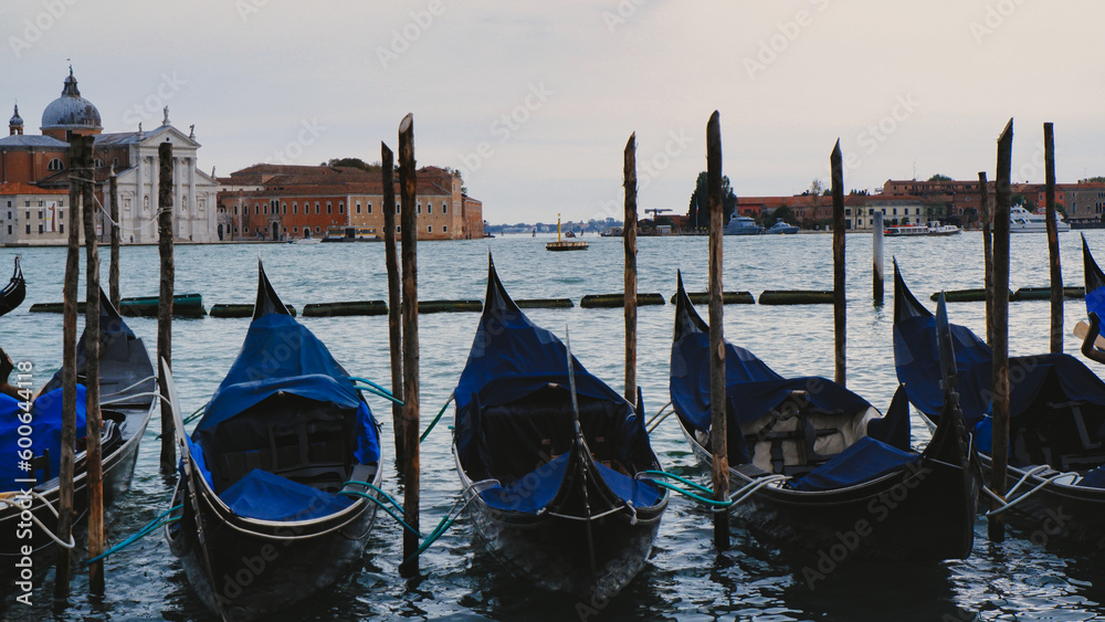 Many Gondolas in Venice, Italy 