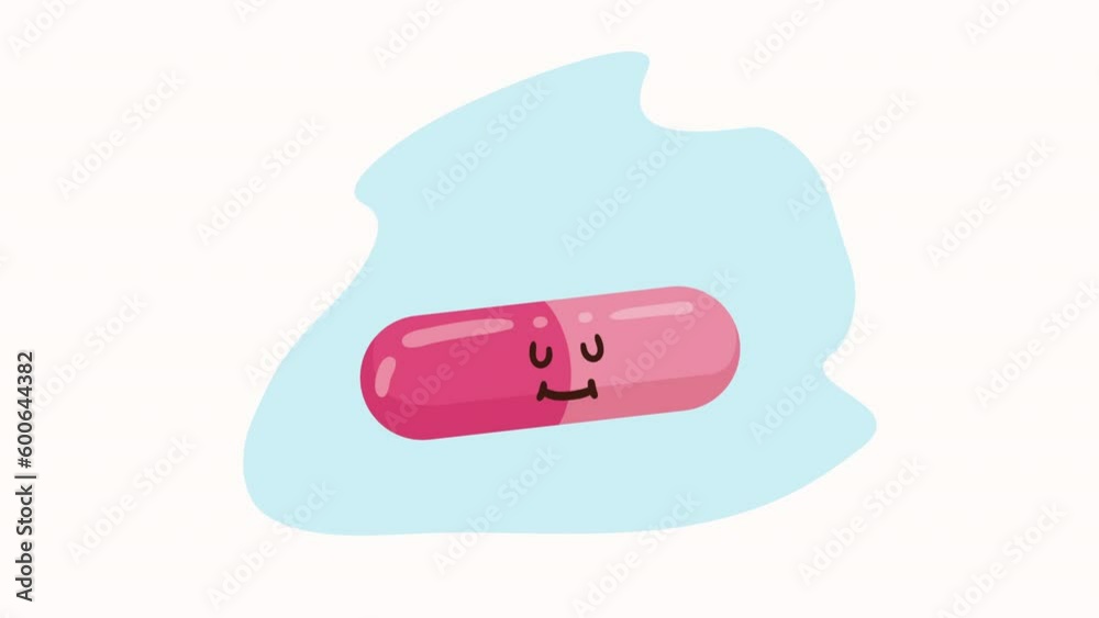 pink capsule medicine kawaii character animation pink capsule medicine kawaii character animation