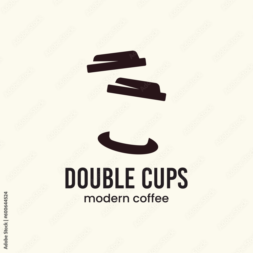 The unique logo depicts two cups stacked on top of each other. It is suitable for use as a drink logo or the like.