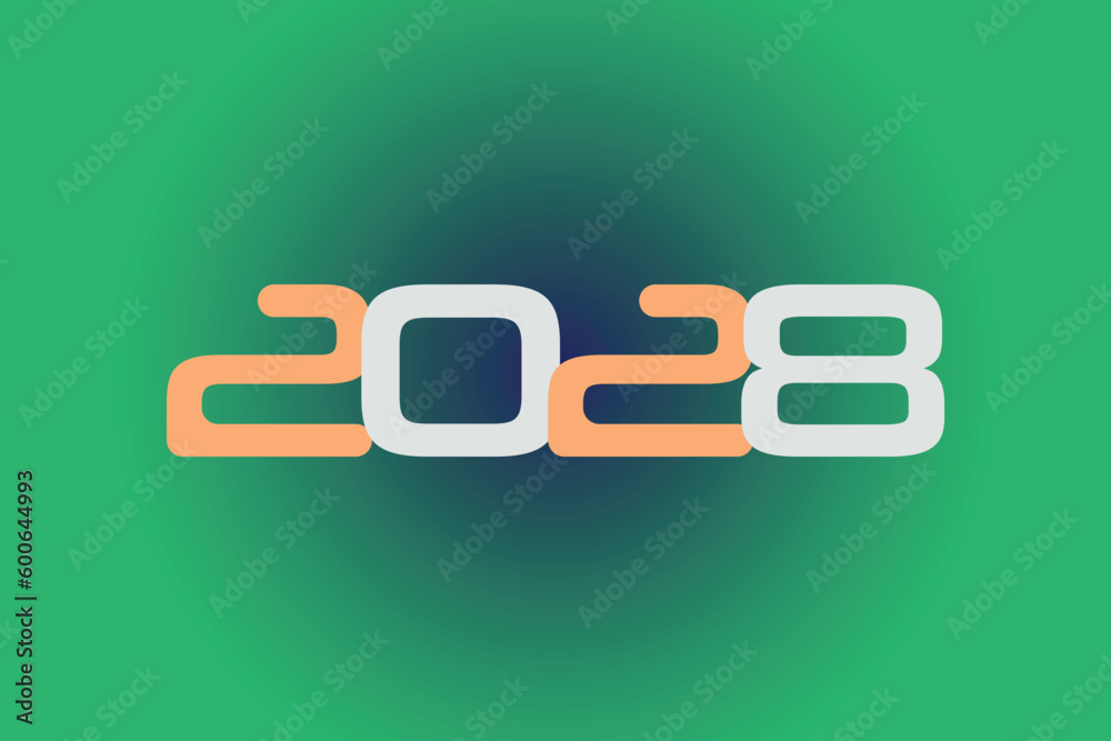 Year 2028 numeric typography text vector design on gradient color background. 2028 historical calendar year logo template design. Year 2028 numeric typography text vector design on gradient color background. 2028 historical calendar year logo template design.
