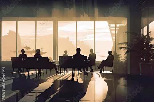 Silhouettes of people in the office lounge  Generative AI