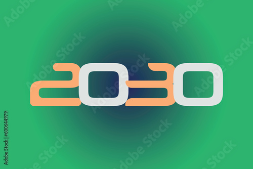 Year 2030 numeric typography text vector design on gradient color background. 2030 historical calendar year logo template design. 
