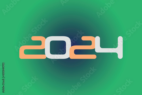Year 2024 numeric typography text vector design on gradient color background. 2024 historical calendar year logo template design. 