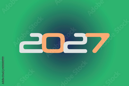 Year 2027 numeric typography text vector design on gradient color background. 2027 historical calendar year logo template design. 
