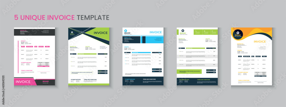 Invoice bundle, invoice collection, invoice set, company billing cash voucher, money receipt cash memo layout design with mockup Invoice bundle, invoice collection, invoice set, company billing cash voucher, money receipt cash memo layout design with mockup