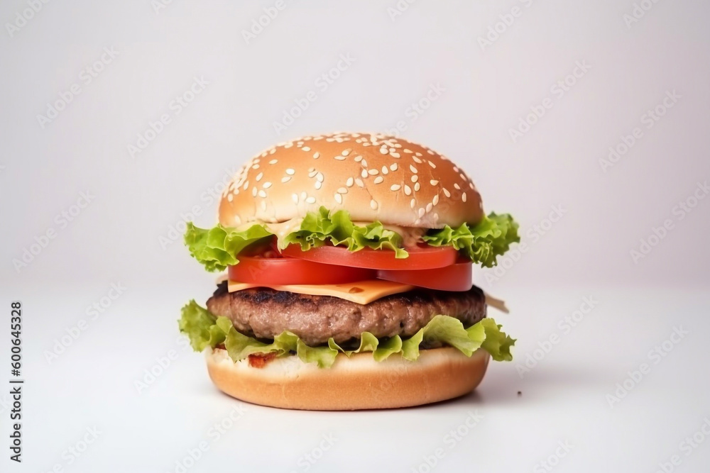 Burger on light background created with Generative AI technology.