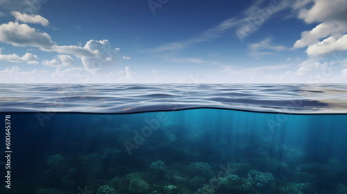 Obraz na plátně waterline half sky and underwater