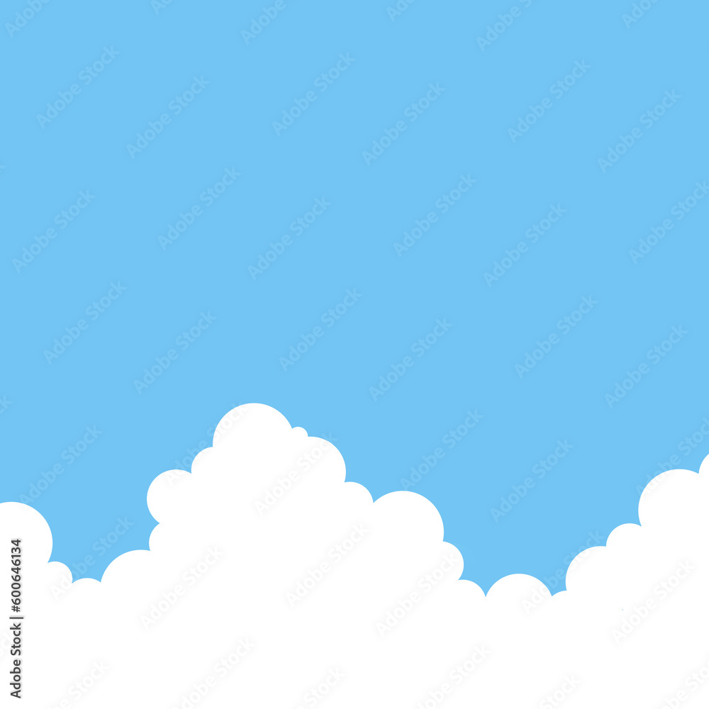 入道雲と青空のシンプルなイラスト背景素材
