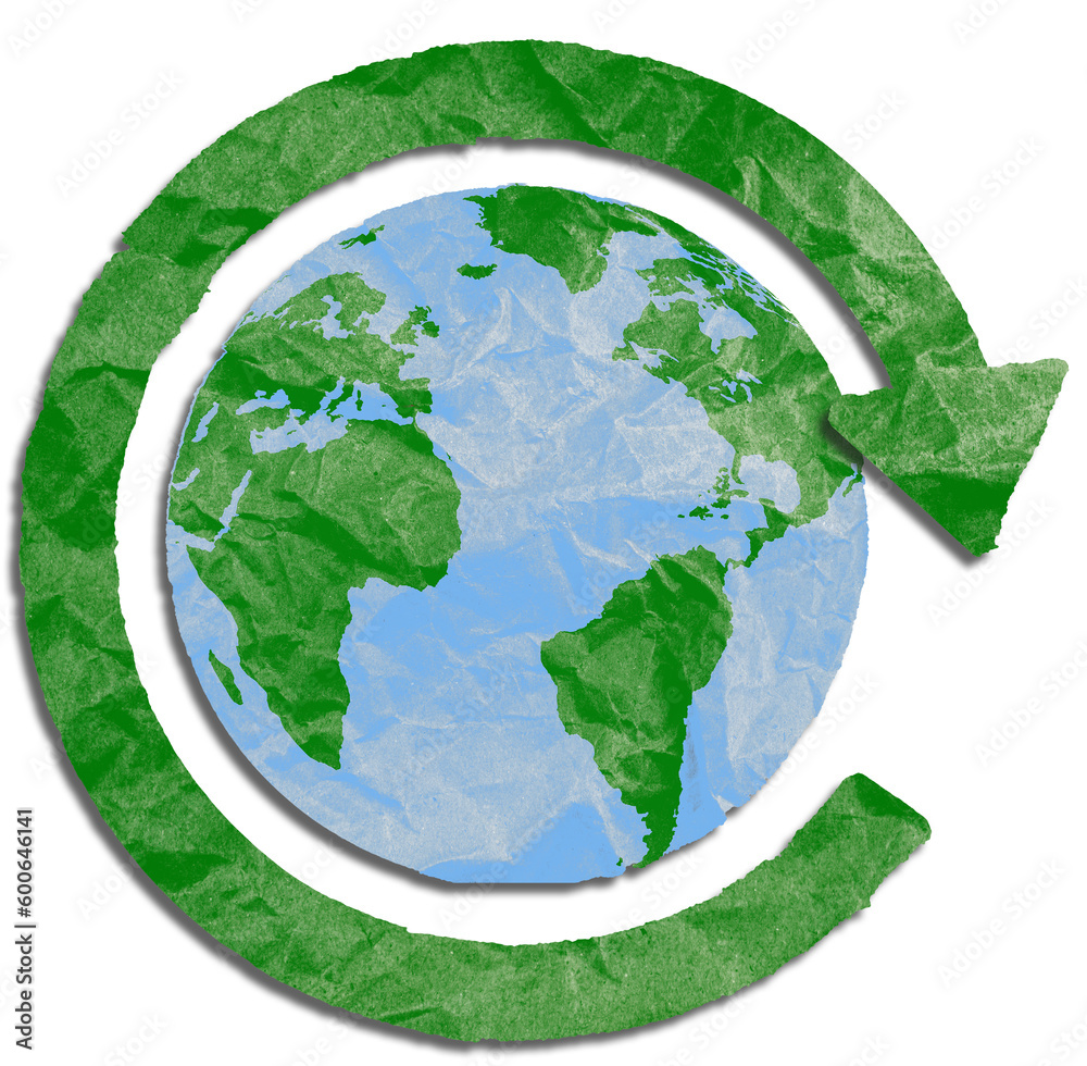 Recycle symbol icon from used paper. eco and save the earth concept - obrazy, fototapety, plakaty 
