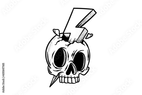 Skull head drawing