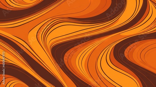  an orange and brown abstract background with wavy lines and curves. generative ai
