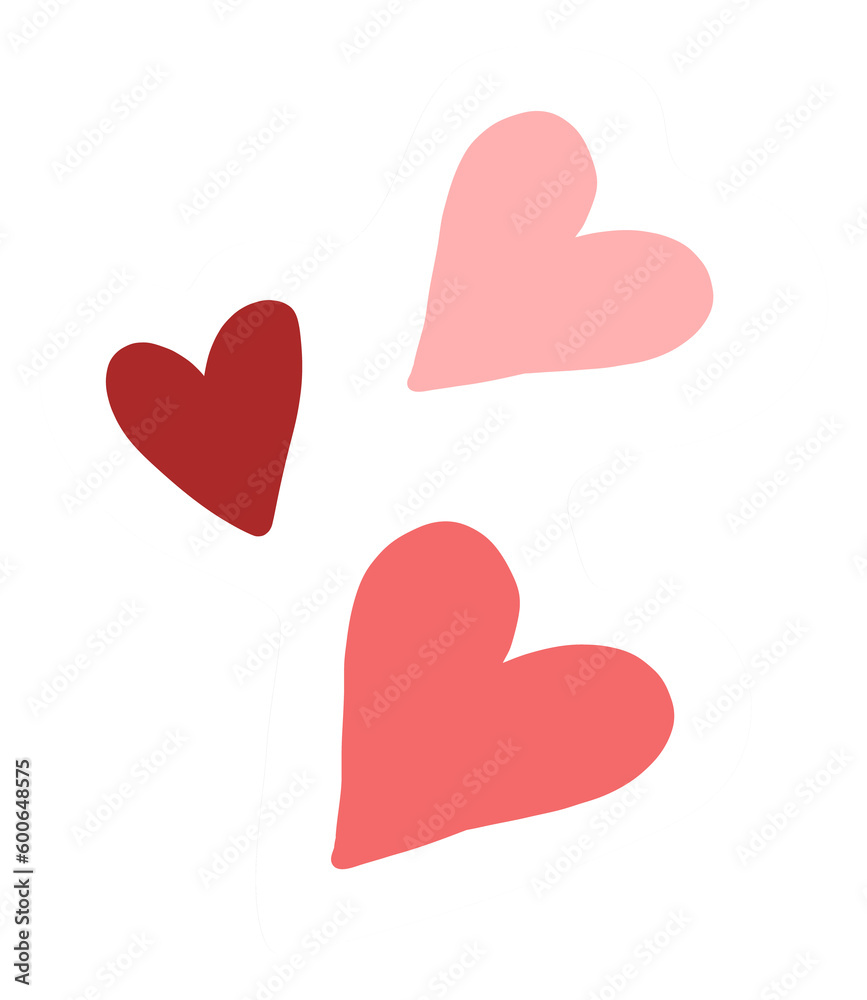 Hand drawn hearts. Red and pink love symbol Hand drawn hearts. Red and pink love symbol