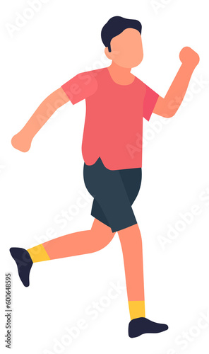 Man jogging. Running guy in sportswear training for race