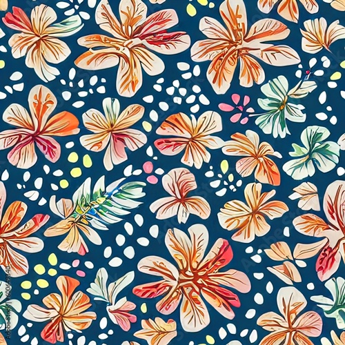 Hawaian Seamless Pattern, Tropical Pattern, Caribean, Tropical Flowers, Beach Pattern, Vacations, Generative AI