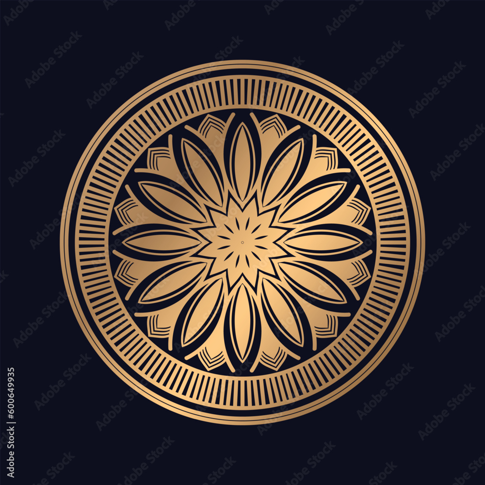 Golden arabesque pattern gold color Mandala Design background vector template