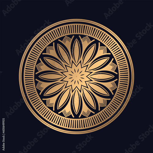 Golden arabesque pattern gold color Mandala Design background vector template