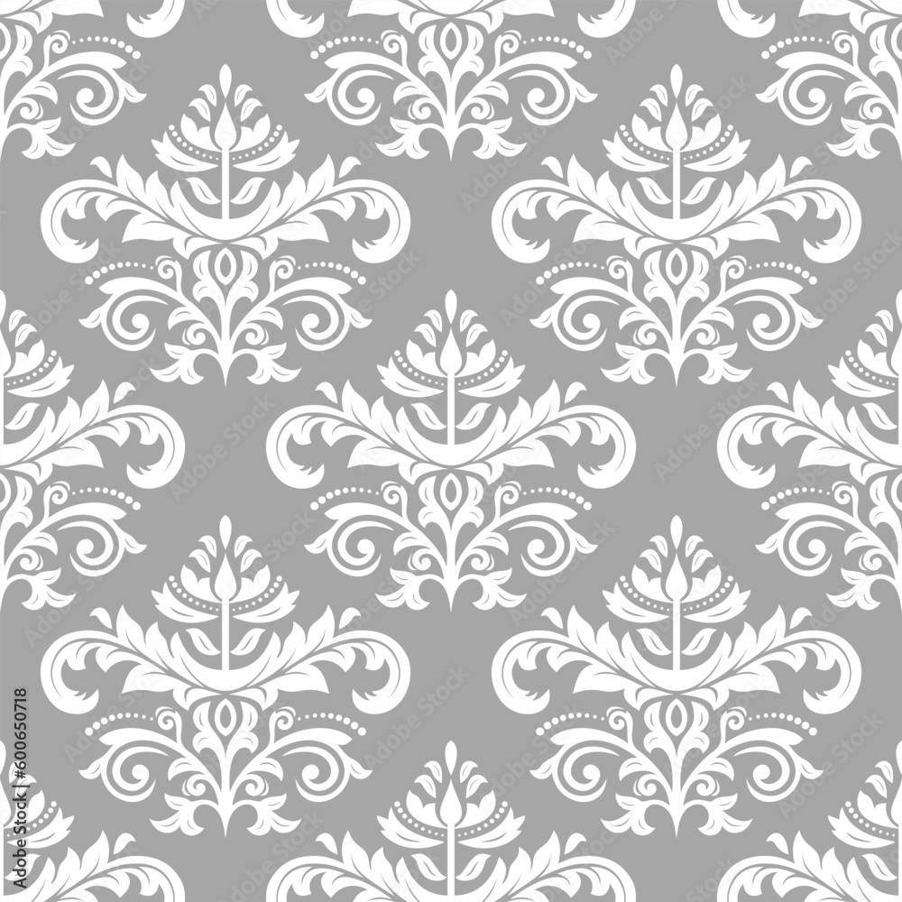 Classic seamless vector gray and white pattern. Damask orient ornament. Classic vintage background. Orient pattern for fabric, wallpapers and packaging