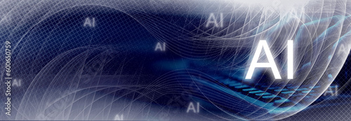 Artificial intelligence AI research science technology concept background.  Data mining, machine learning, business analytics. Banner. Copy space.