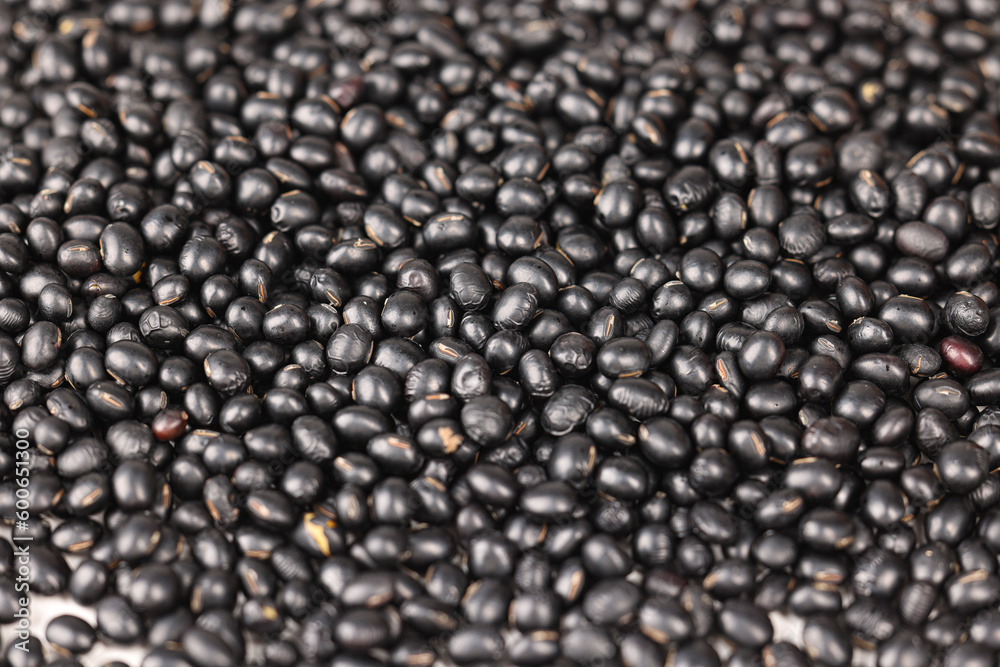 Chinese black rice, whole grain, close up indoors Chinese black rice, whole grain, close up indoors