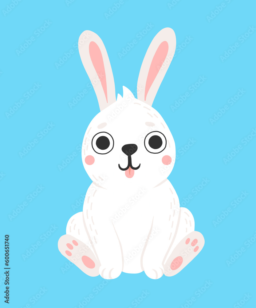 Icon of cute rabbit in cartoon style. Bunny pet silhouette. Hare and rabbit colorful illustration for childrens book, postcards and posters. Icon of cute rabbit in cartoon style. Bunny pet silhouette. Hare and rabbit colorful illustration for childrens book, postcards and posters.
