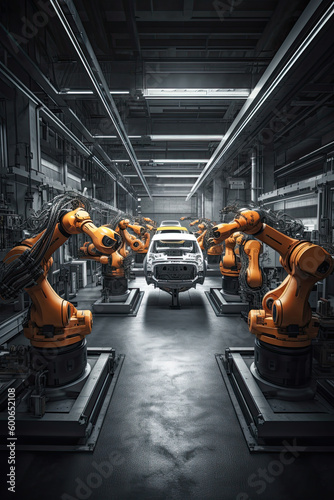 Automobile assembly line production Generative AI © PaulShlykov