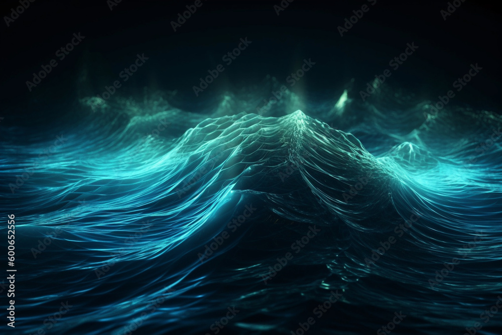 Abstract digital waves in technical Blue Style