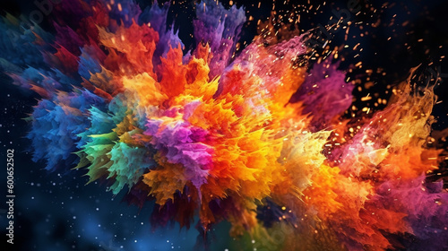 Digital 3d-Background with organic and colorful exoplosion  with splashes