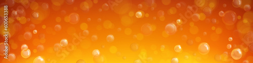 Yellow and orange bubble juice vector background. Abstract fruit drop cocktail beverage illustration. Liquid malt condensation pattern and shine droplets. Carbonated and fizzy realistic pub lager