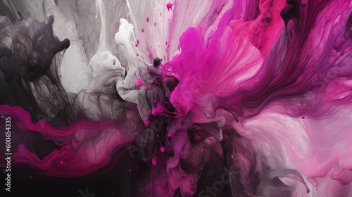  an abstract painting of pink and black colors on a black background. generative ai