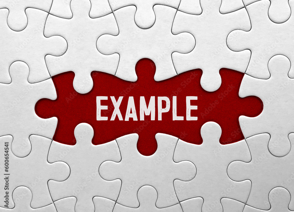 Word Example on red puzzle background Word Example on red puzzle background