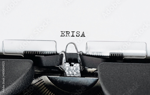 Text Employee Retirement Income Security Act ERISA typed on retro typewriter photo