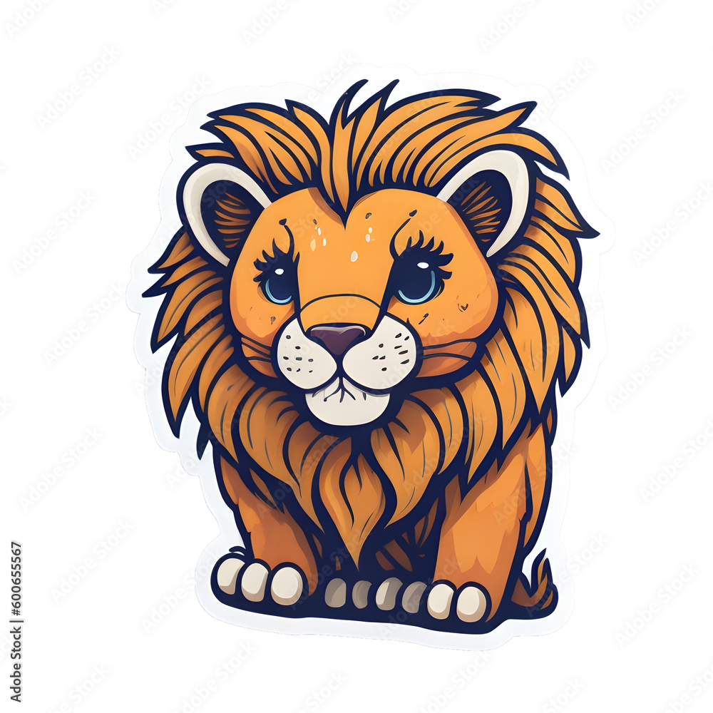 Lion Sticker illustration, Png Image Ready To Use. Animal Sticker Design Series