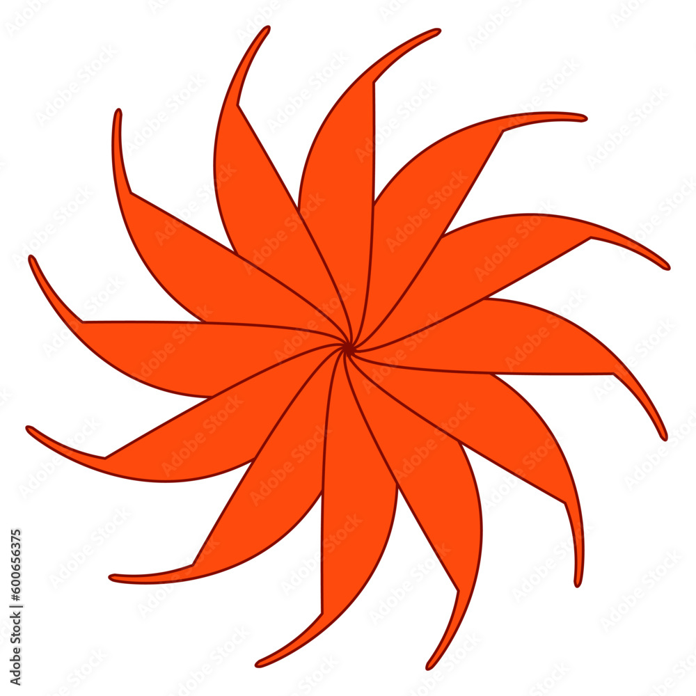 Circular shape with petals like sun or flower isolated on white. Clipart. Circular shape with petals like sun or flower isolated on white. Clipart.