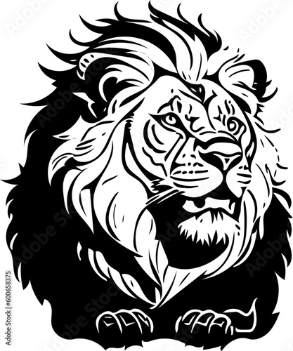 lion head vector   Big fur lion sitting   Lion vector illustration   Silhouette  tattoo  Mascot 