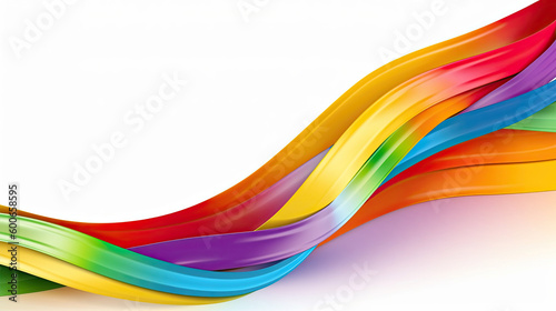 Colorful rainbow ribbon border design LGBT colour isolated on white background with Generative AI Technology