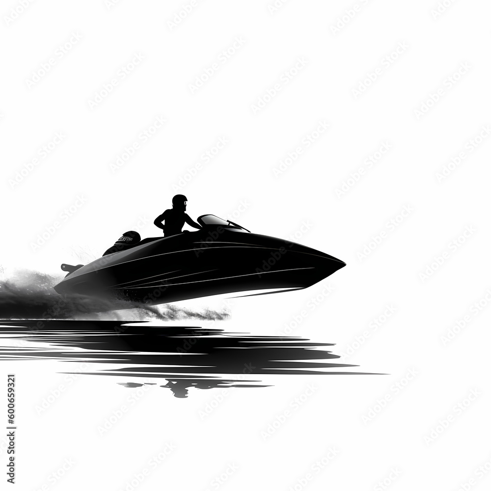 Naklejka premium Speed Boat Illustration Isolated White. Generative AI