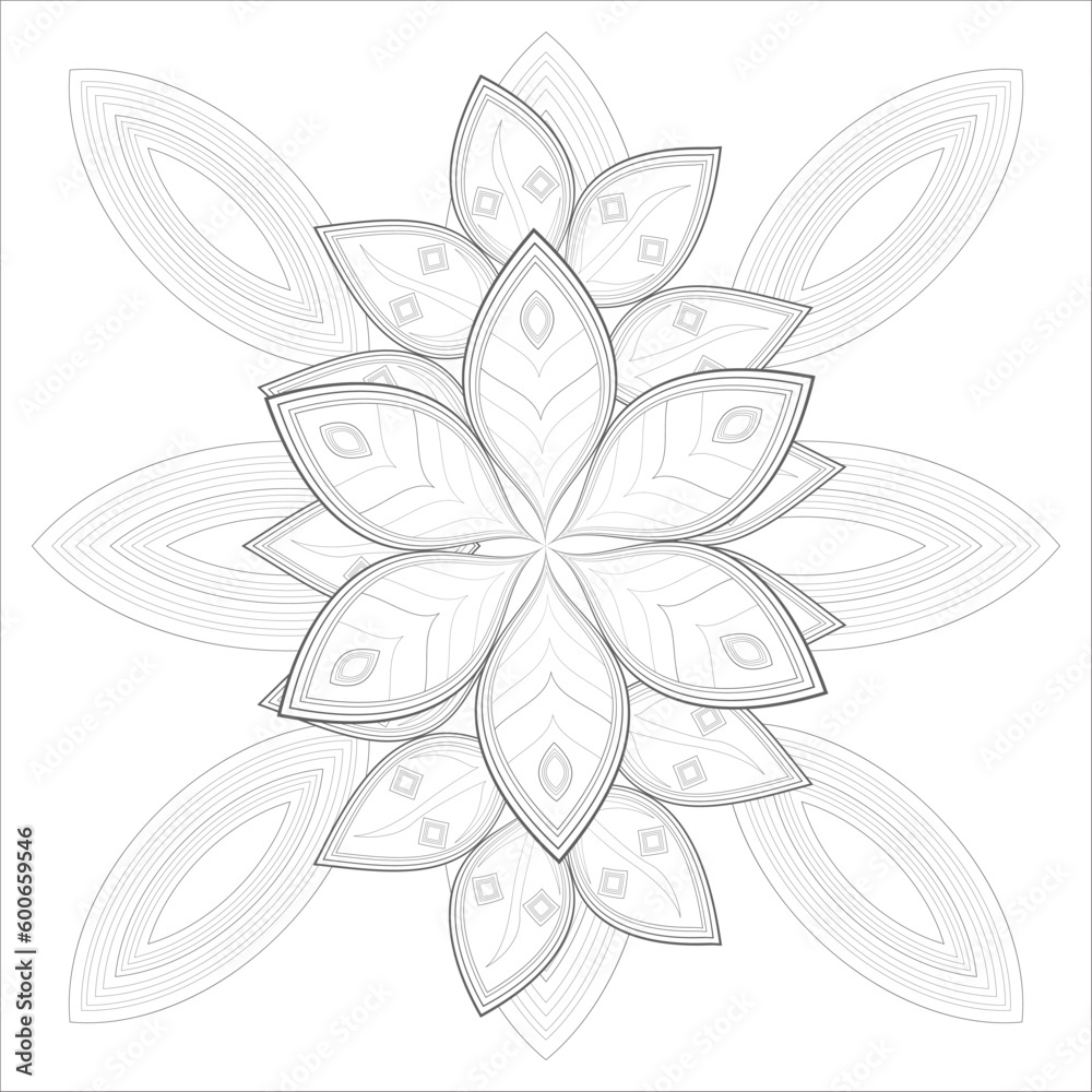 Colouring Page for Adult for Fun and Relaxation. Hand Drawn Sketch for Adult Anti Stress. Decorative Abstract Flowers in Black Isolated on White Background.-vector Colouring Page for Adult for Fun and Relaxation. Hand Drawn Sketch for Adult Anti Stress. Decorative Abstract Flowers in Black Isolated on White Background.-vector