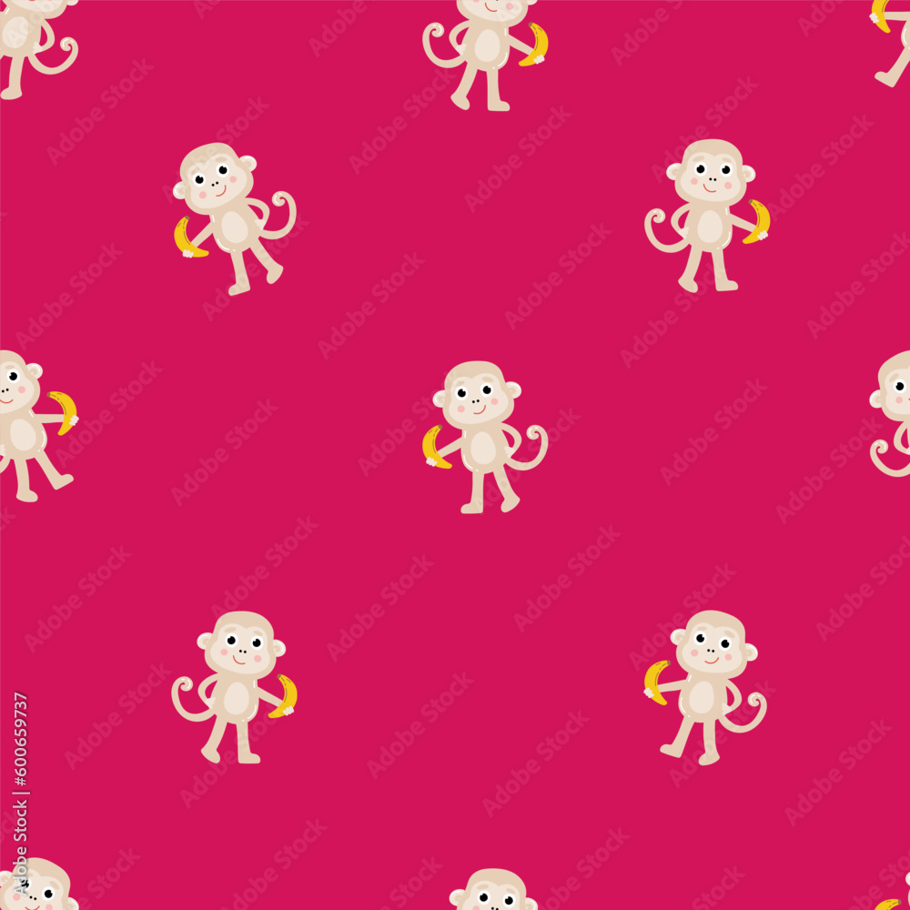 seamless pattern with monkey on blue background - vector illustration, eps seamless pattern with monkey on blue background - vector illustration, eps