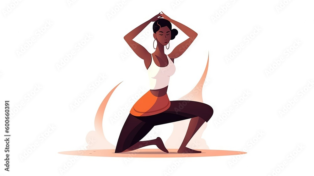 a woman in a yoga pose with headphones on her ears. generative ai a woman in a yoga pose with headphones on her ears. generative ai