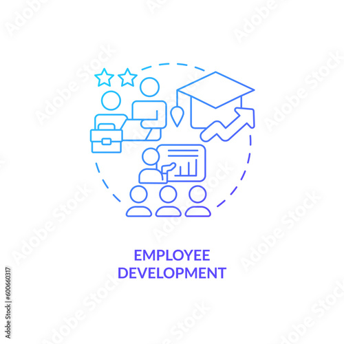 Employee development blue gradient concept icon. Professional growth. Team success. Education assistance. Human resource management abstract idea thin line illustration. Isolated outline drawing