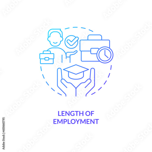 Length of employment blue gradient concept icon. Compensation package. Training program. Education assistance. Employee benefit abstract idea thin line illustration. Isolated outline drawing