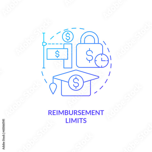 Reimbursement limits blue gradient concept icon. Financial assistance. Collage payment. Tuition reimbursement. Loan repayment abstract idea thin line illustration. Isolated outline drawing