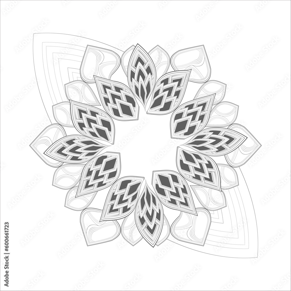 Colouring Page for Adult for Fun and Relaxation. Hand Drawn Sketch for Adult Anti Stress. Decorative Abstract Flowers in Black Isolated on White Background.-vector Colouring Page for Adult for Fun and Relaxation. Hand Drawn Sketch for Adult Anti Stress. Decorative Abstract Flowers in Black Isolated on White Background.-vector