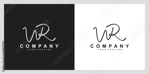 WR initial signature logo. Handwriting logo template vector WR