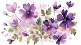  a watercolor painting of purple flowers on a white background.  generative ai