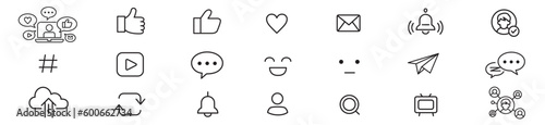 Social Media Social Network Service Icon collection set line editable stroke icons. 